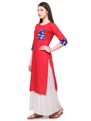 Red printed cotton kurti 2