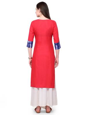 Red printed cotton kurti 3