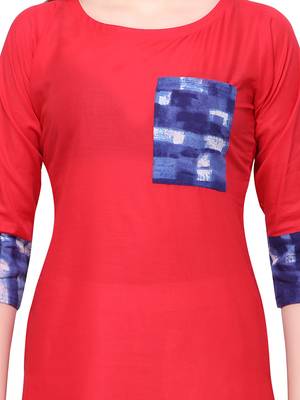 Red printed cotton kurti 4