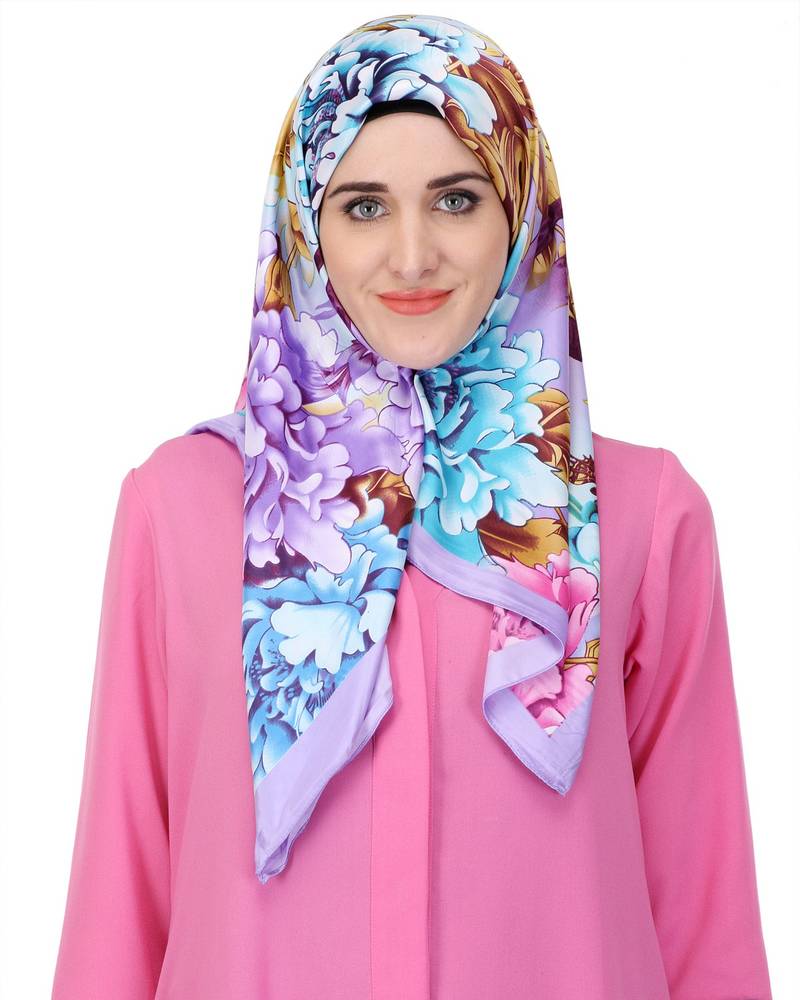 Purple 40% Silk 60% Polyester Islamic Style Look Casual Hijab