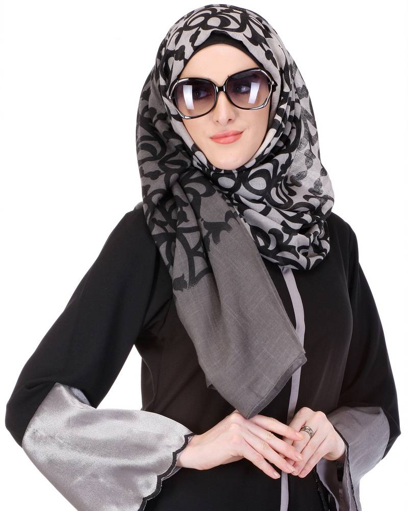 Grey 20% Cotton 80% Viscose Islamic Style Look Casual Hijab Arabian Naqab Stole Women Scarf