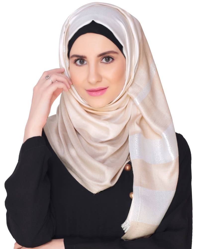 beige Cotton Satin Islamic Style Look Casual Hijab Arabian Naqab Stole Women Scarf