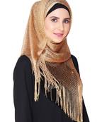 golden Soft Mesh Islamic Style Look Casual Hijab Arabian Naqab Stole Women Scarf