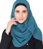 Teal Blue Cotton Islamic Style Look Casual Hijab Arabian Naqab Stole Women Scarf