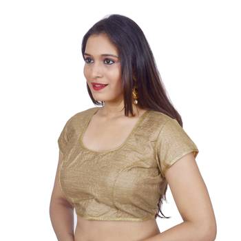 Gold art silk Self Design stitched blouse 3
