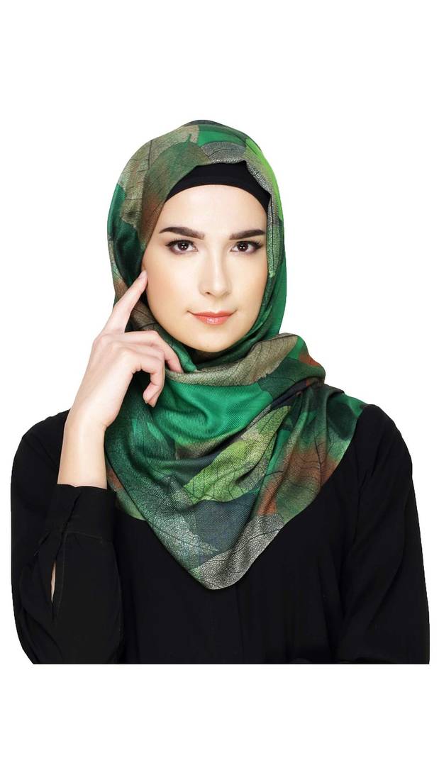 Green Cotton Islamic Style Look Casual Hijab Arabian Naqab Stole