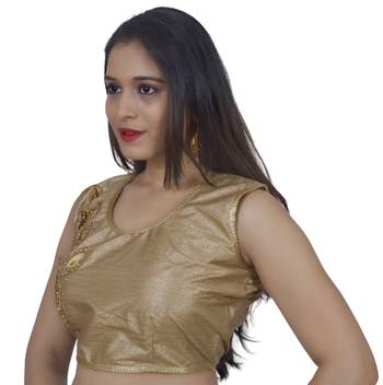 Gold art silk Embellished stitched blouse 3