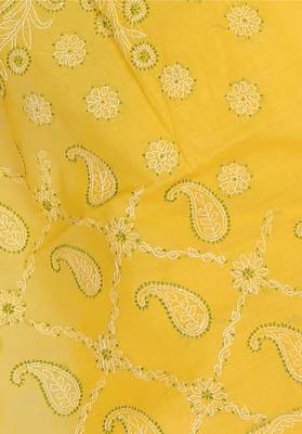 Yellow embroidered georgette saree with blouse 4