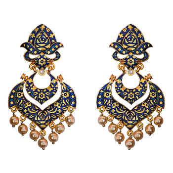 Meenakari Green Kundan Single Color Gold Plated Brass Double Layer Dangler Earrings Set 1