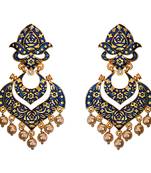 Meenakari Green Kundan Single Color Gold Plated Brass Double Layer Dangler Earrings Set