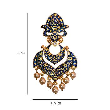 Meenakari Green Kundan Single Color Gold Plated Brass Double Layer Dangler Earrings Set 2