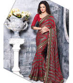 Red   Grey embroidered Cotton   Brasso saree