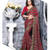 Red   Grey embroidered Cotton   Brasso saree