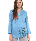 Rosah Women's Work Wear Striped Shirt with Flowers