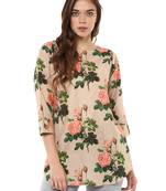 Rosah Regular Fit Rose Print Long Top for Women