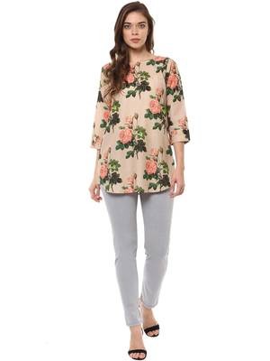 Rosah Regular Fit Rose Print Long Top for Women 2