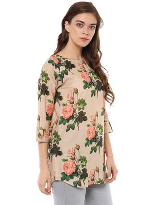 Rosah Regular Fit Rose Print Long Top for Women 5