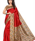 Red Printed Art Silk Sarees Saree