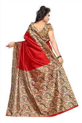 Red Printed Art Silk Sarees Saree 2