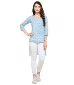 Blue & White Striped Back Long Front Short Top