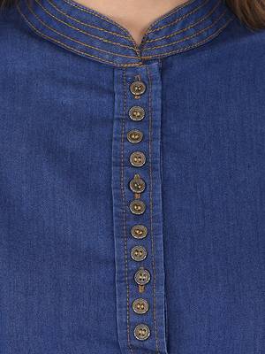 Blue plain denim ethnic-kurtis 5
