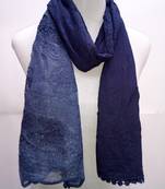 Blue Cotton Islamic Style Stole Scarf Daily Wear Naqab  Arabian Hijab