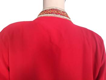Red Zari Stone Work Georgette Islamic Style Arabian gown Beads Embedded PartyWear Kaftan 4