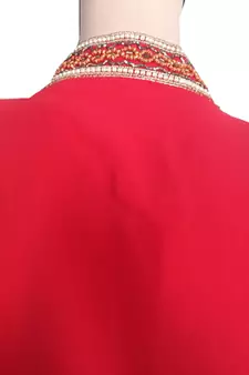 Red Zari Stone Work Georgette Islamic Style Arabian gown Beads Embedded PartyWear Kaftan