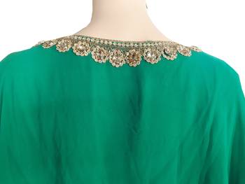 Green Zari Stone Work Georgette Islamic Style Arabian gown Beads Embedded PartyWear Farasha 4