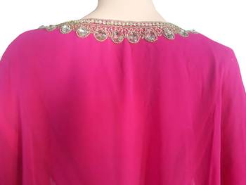 Pink Zari Stone Work Georgette Islamic Style Arabian gown Beads Embedded PartyWear Farasha 4