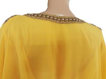 Yellow Zari Stone Work Georgette Islamic Style Arabian gown Beads Embedded PartyWear Farasha 4