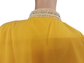 Yellow Zari Stone Work Georgette Islamic Style Arabian gown Beads Embedded PartyWear Kaftan 4