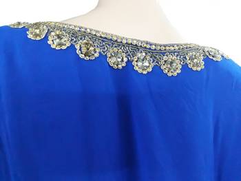 Blue Zari Stone Work Georgette Islamic Style Arabian gown Beads Embedded PartyWear Farasha 4