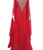 Red Zari Stone Work Georgette Islamic Style Arabian gown Beads Embedded PartyWear Farasha