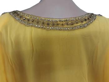 Yellow Zari Stone Work Georgette Islamic Style Arabian gown Beads Embedded PartyWear Farasha 4