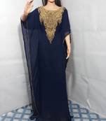 Ms Creation Georgette Farasha Zari Work Blue