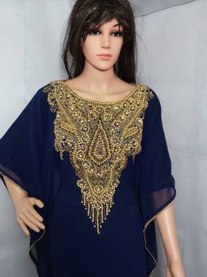 Ms Creation Georgette Farasha Zari Work Blue 2