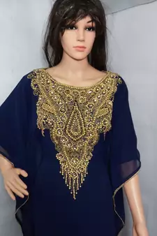 Ms Creation Georgette Farasha Zari Work Blue