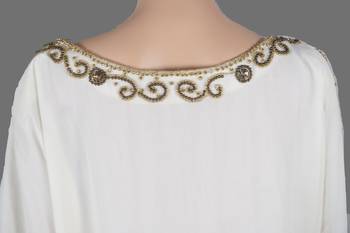 White Zari Stone Work Georgette Islamic Style Arabian gown Beads Embedded PartyWear Farasha 4