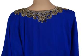 Blue Zari Stone Work Georgette Islamic Style Arabian gown Beads Embedded PartyWear Farasha 4