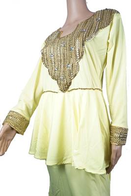 Yellow Zari Stone Work Georgette Islamic Style Arabian gown Beads Embedded PartyWear Farasha 3