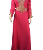 Pink Zari Stone Work Georgette Islamic Style Arabian gown Beads Embedded PartyWear Farasha