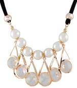 Party Wear Crystal Pearl Gold Plated String Necklace