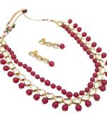 Kundan Ruby Designer Double Line Necklace set