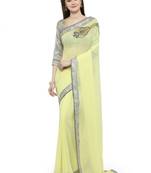 Green printed georgette saree with blouse