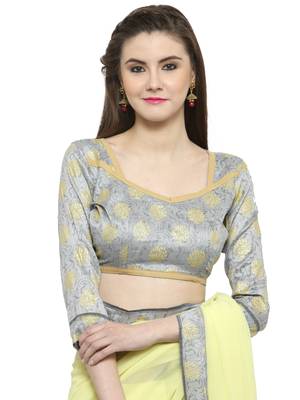 Green printed georgette saree with blouse 4