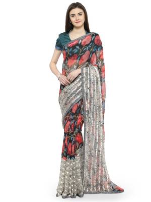 Multicolor brasso saree with blouse 1