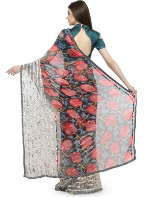 Multicolor brasso saree with blouse 3