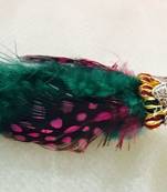 American Diamond Enamel Peacock Green Feather Finger Ring