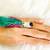 American Diamond Enamel Peacock Green Feather Finger Ring